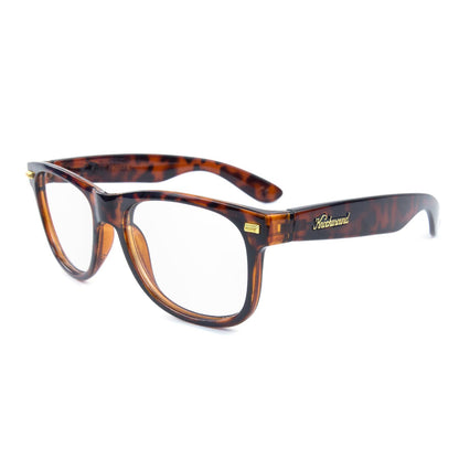Glossy Tortoise Shell Fort Knocks Prescription Sunglasses with Clear Lens, Flyover 