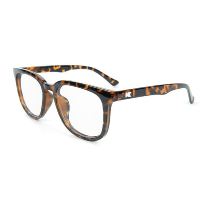 Glossy Tortoise Shell Paso Robles Prescription Sunglasses with Clear Lens, Flyover 
