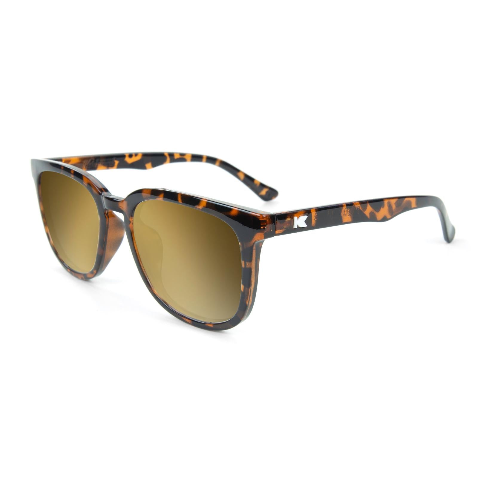 Glossy Tortoise Shell Paso Robles Prescription Sunglasses with Gold Lens, Flyover 