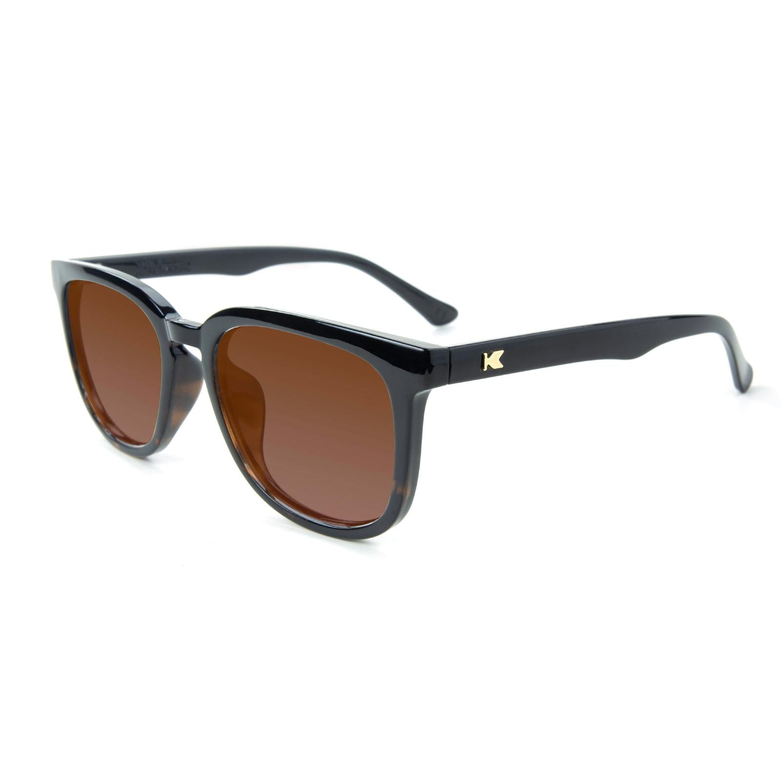 Glossy Black and Tortoise Shell Fade Paso Robles Prescription Sunglasses with Brown Lens, Flyover 