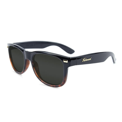 Glossy Black and Tortoise Shell Fade Fort Knocks Prescription Sunglasses with Grey Lens, Flyover 