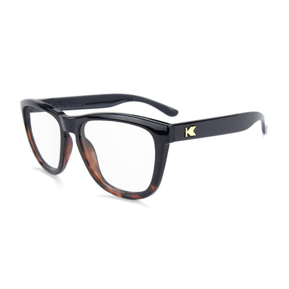 Glossy Black and Tortoise Shell Fade Premiums  Prescription Sunglasses with Clear Lens, Flyover 