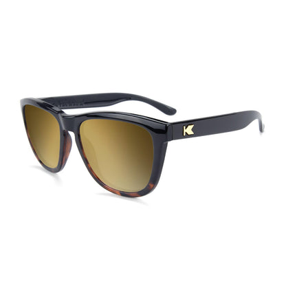 Glossy Black and Tortoise Shell Fade Premiums  Prescription Sunglasses with Gold Lens, Flyover 