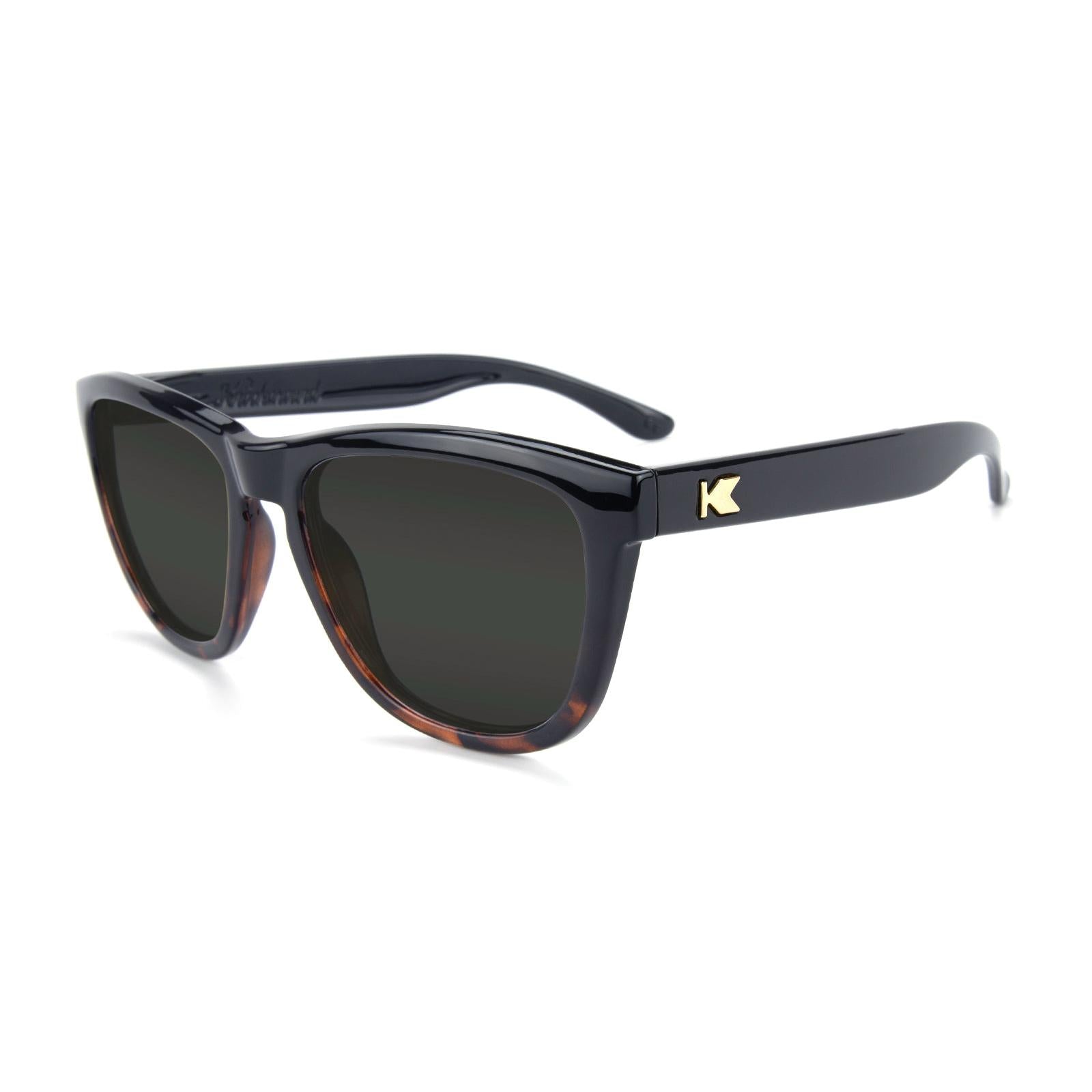 Glossy Black and Tortoise Shell Fade Premiums  Prescription Sunglasses with Grey Lens, Flyover 